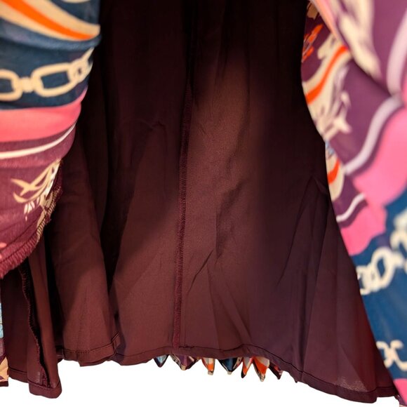 Ann Taylor Womens Size 4 Floral Chain Scarf Print MIcro Pleated Lined Midi Skirt - Picture 5 of 10